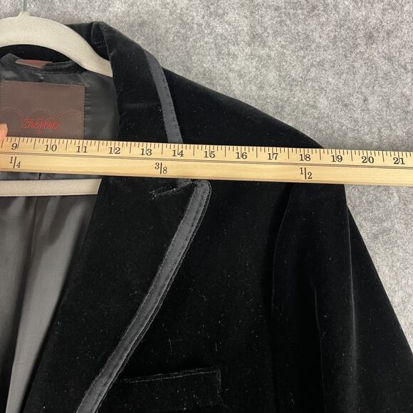 Tre Vero Loro Piana Velvet Blazer Sport Coat Jacket Mens XL 42R Black Peak Lapel - Picture 12 of 16